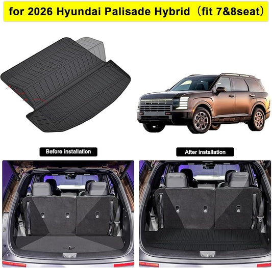 Floor Mats for 2026 Hyundai Palisade Hybrid Accessories, fit SEL、SEL Premium、Limited、Calligraphy, Cargo Mat Custom TPE All Weather Protection Full Coverage Trunk Liner & Floor Liner for Palisade