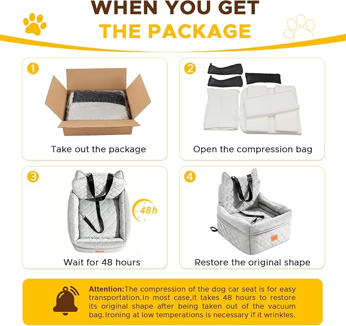 Dog Booster Car Seats for S/M Dogs Up to 35lbs,Pet Car Seat/Travel Bed with Washable&Removable Cover,Storage Pockets,Dog Safety Belt and Elevated Cushion Fits in Front/Back Seat