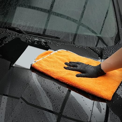 SPTA Drying Towel, Microfiber Car Drying Towel, 1 Pack Highly Absorbent, Scratch Free Large Car Wash Drying Towel for Car Washing, Drying & Auto Detailing, 23.8 x 30.9 inch, Orange-MT032