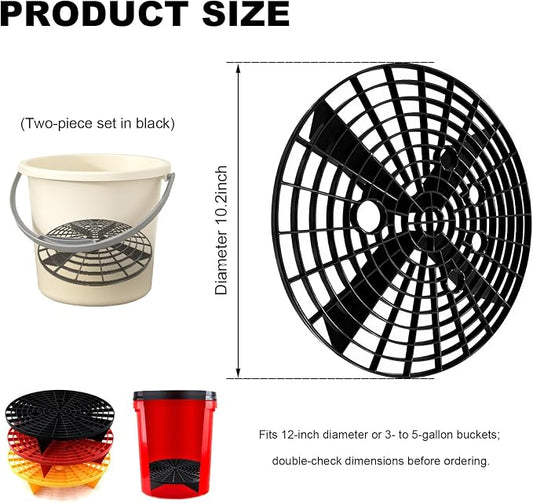 2PCS Car Wash Bucket Insert, Auto Washing Grit Trap Bucket Filter Removes Dirt & Debris, Car Dirt Guard Detailing & Cleaning Tool Fits 12 Inch Diameter or 3-5 Gallon Buckets (Black)