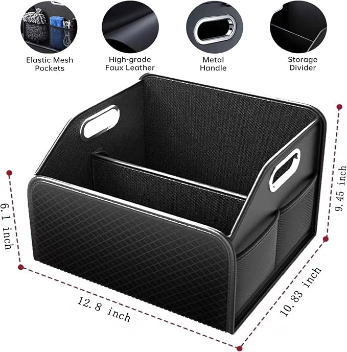 Car Trunk Organizer and Car Storage,Collapsible Multi-Compartment Car Organizers, Waterproof Foldable Luggage Bag with 4 Pockets,Suitable for Any Car