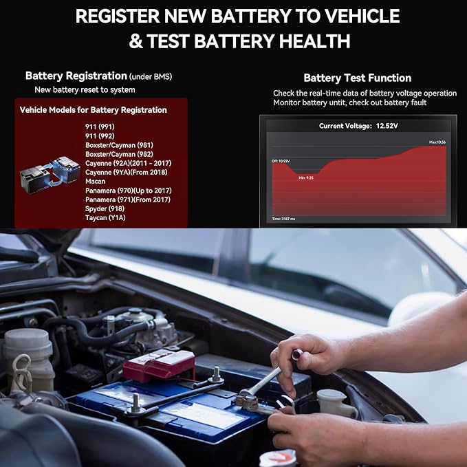 iCarsoft POR V4.0 Bidirectional Diagnostic Tool for Porsche + 2 Extra Car Brands, OBD2 Scanner with 1333 Test Items/ 29 Services (177 Subservices)/ 66 Extra Services/Battery Registration-Free Update