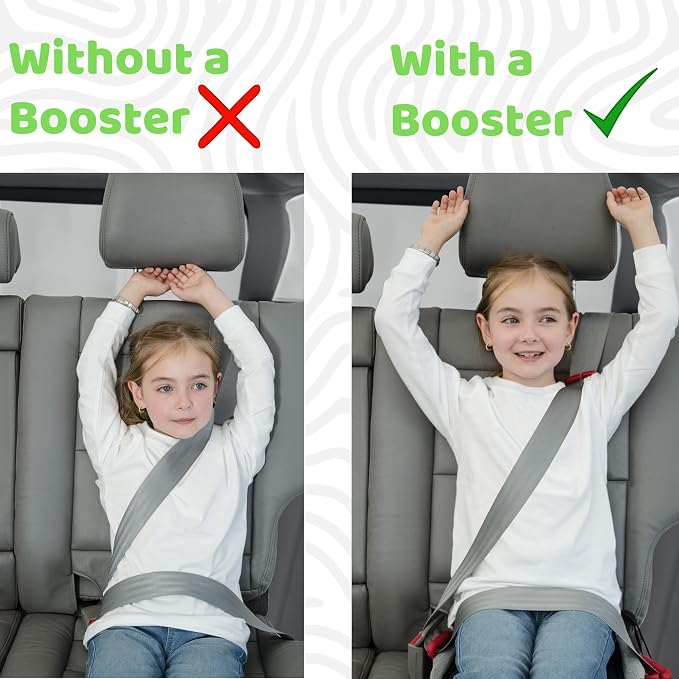 BubbleBum Inflatable Booster Car Seat – Foldable, Lightweight, Backless Travel Booster Seat for Kids, Portable Carseat for Toddler, Fits 3 Across, Compact for Uber - Ages 4-11 Year Old, - Black