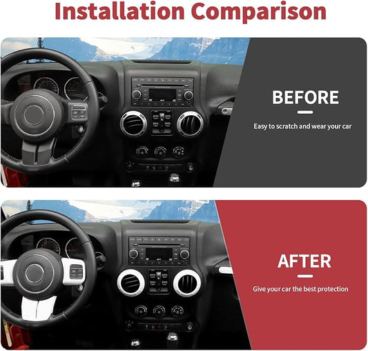 18PCS Full Set Interior Trim Kit for Jeep Wrangler JK JKU 2011-2018 4 Door,Center Console Door Handle Side Outlet Cup Holder Gear Cover Trim (White)