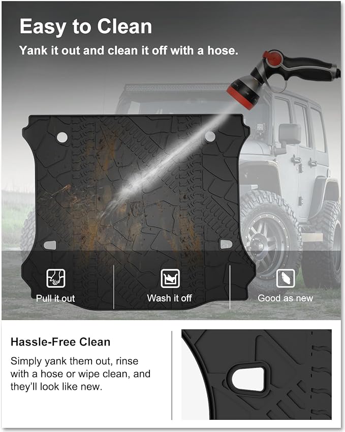 KIWI MASTER Cargo Mat for 2007-2018 Jeep Wrangler JK, OEM Replacement 82213184, Custom Fit All Weather Rear Cargo Liner, Heavy Duty TPE Tray Trunk Mat, Black