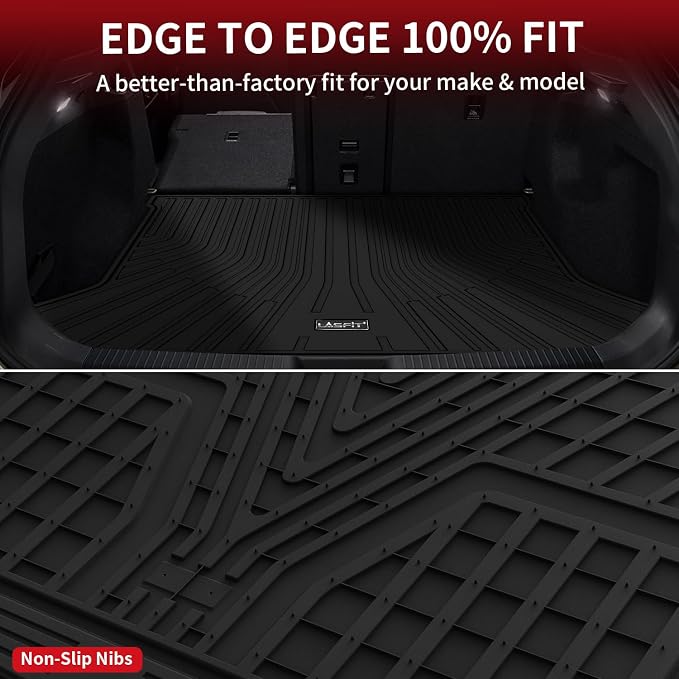 LASFIT Floor Mats & Cargo Mats for Volkswagen ID.4 2021-2026, All Weather TPE Custom Fit Floor Liners for VW ID.4 1st & 2nd Row Car Mats & Trunk Mats, Black
