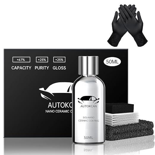 10H Nano Ceramic Coating for Cars, 50ML High Gloss Anti-Scratch SiO2 Ceramic Car Coating Kit, Plastic, Glass, Wheel Polishing, Hydrophobic, Long Lasting Protection
