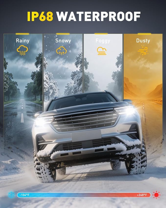 AUXITO 80,000LM H11/H8 LED Switchback Bulbs, 1:1 Mini Size H11 LED Fog Light Bulbs, 6500K & 3000K Dual Color Driving Lamps, No Polarity Plug-and-Play, 60,000H Lifetime