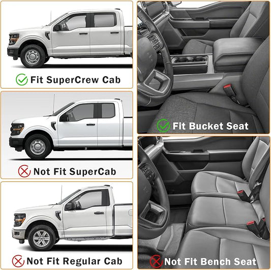 KUST Floor Mats for 2015-2026 Ford F-150/F150 Lightning SuperCrew Cab (Only for Rear Seat Without Under-Seat Fold Flat Storage), All Weather Car Mats for F150 Accessories TPE Rubber Raised Edge
