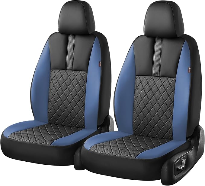 Coverado Car Seat Covers Front Pair, Automotive Leather Seat Covers for Car,Universal Fit Front Back Seat Cover, Non-Slip Waterproof Breathable Car Seat Protector
