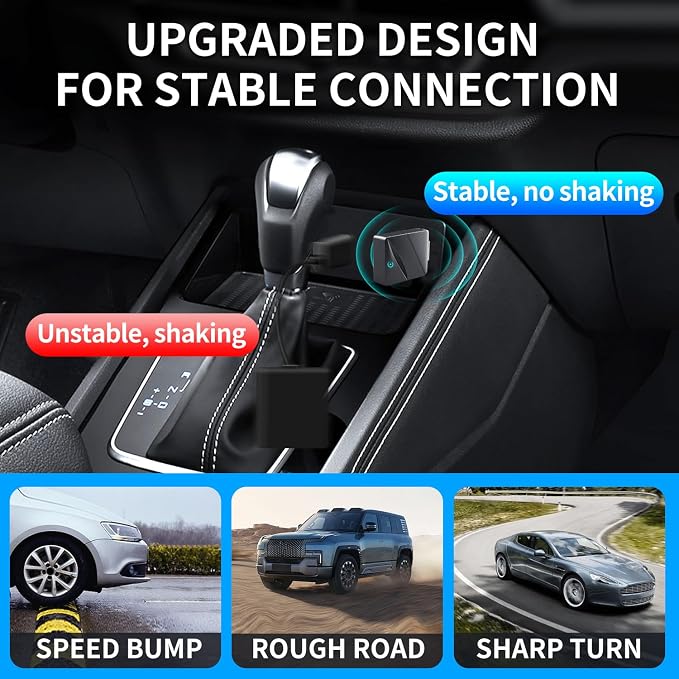 Wireless CarPlay Adapter,Convert Wired to Wireless CarPlay Adapter,Plug&Play 2-in-1 CarPlay & Android Auto Adapter,Fast&Stable Mini USB&USB-C/Type-C Car Adapter,Suitable for iOS10+/Android11+(Black)