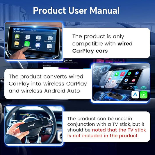 Carlinkit Wireless CarPlay Adapter 3-in-1︱Designed for TV Sticks︱for Wired CarPlay Cars︱Support converting Wired CarPlay to Wireless CarPlay & Android Auto︱Support HDMI Port Fir e TV Sticks inputting