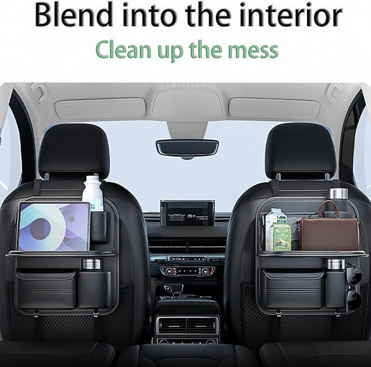 Backseat Car Organizer, Seat Organizer with 5 Storage Pockets for Travel, Black A