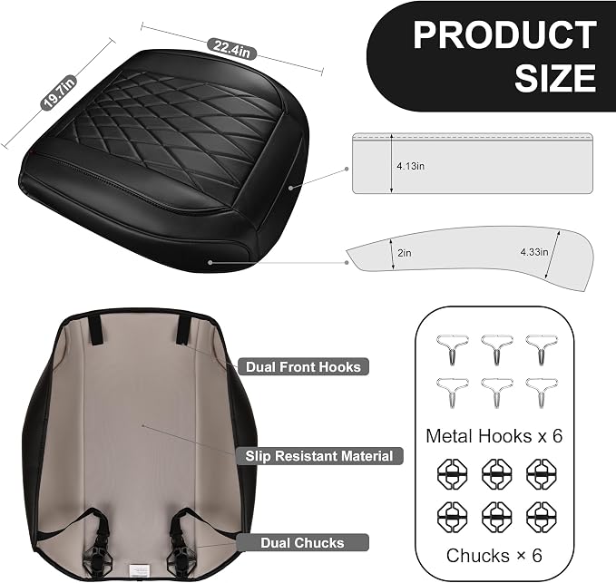 CAR PASS 1 Pack Leather Front Car Seat Cover, Bottom Seat Cover Full Wrapped with Storage Pocket, Anti-Slip Leather Seat Protector,Waterproof Seat Cushion Pad Universal Fit Sedan SUV Truck, Black