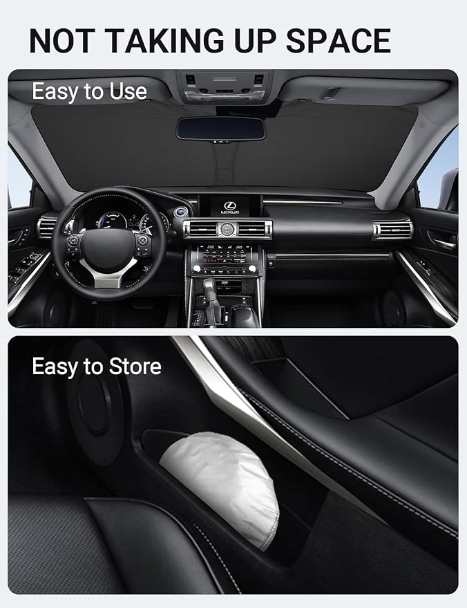 Proadsy 2026 Upgrade Front Windshield Sun Shade Foldable Sunshade Protector Custom Fit 2014-2020 Lexus is 200t, 250, 300, 350, F-Sport Sedan Accessories