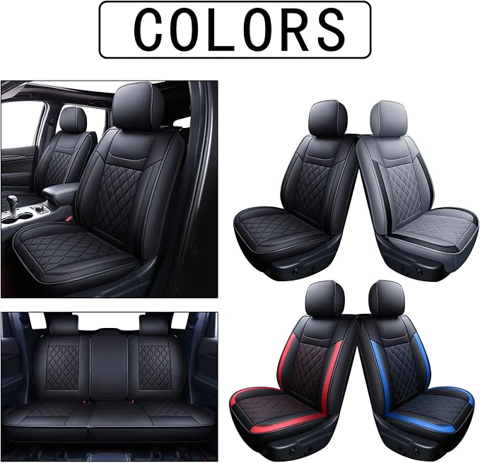 Huidasource Grand Cherokee Seat Covers, Waterproof Leather Customized Car Seat Cushion Covers, Full Set Seat Protectors Compatible with Jeep Grand Cherokee 2011-2022 (5 Pcs Full Set/Black)
