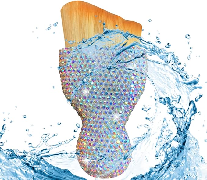 Bling Car Interior Dust Brush, Crystal Rhinestone Soft Auto Detailing Cleaning Brush, Sparkling Diamond Vehicle Dashboard Air Vent Cleaner for Women Girls, Universal for Vehicles (AB Color)