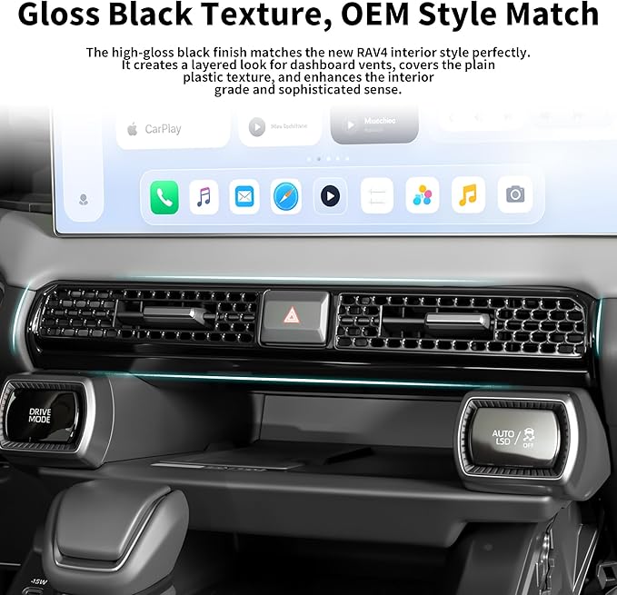 for Toyota RAV4 2026 Accessories Interior Center Console Air Conditioner Switch Button Cover Trim Central Central Air Conditioning Cover Decoration - Glossy Black
