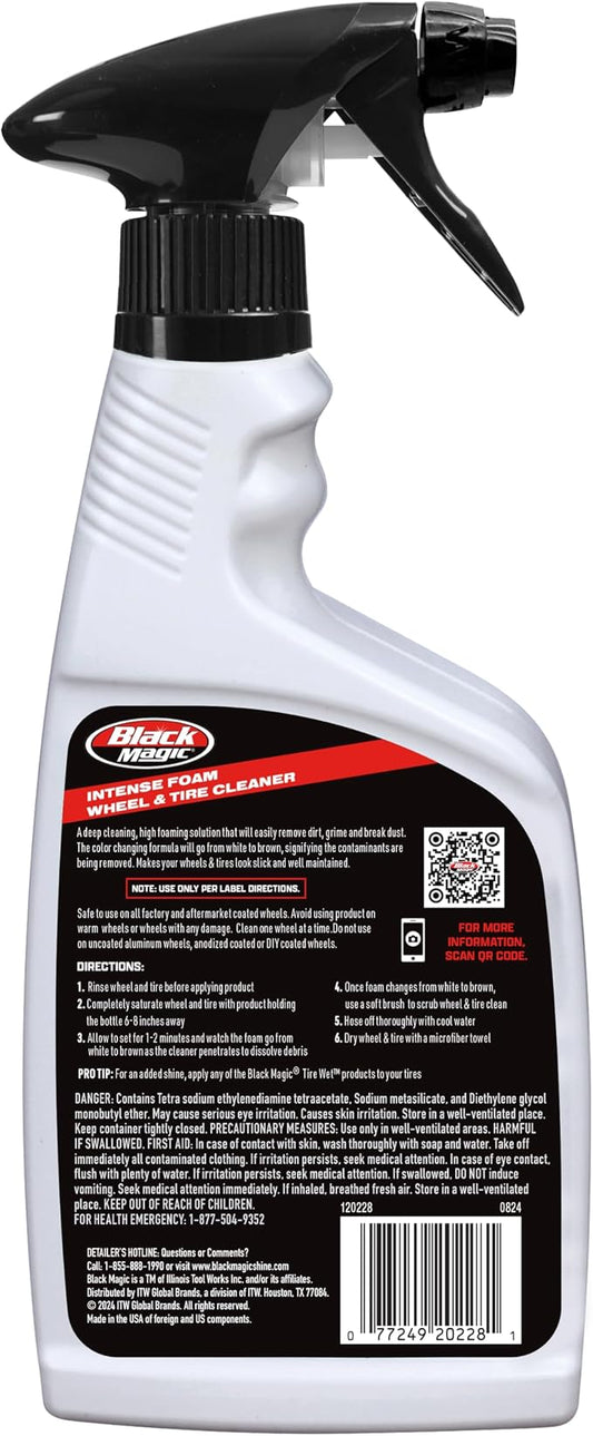 Black Magic 120228 Intense Foam Wheel & Tire Cleaner, High-Foaming Formula for Deep Cleaning, Removes Dirt, Grime & Brake Dust – Safe on All Wheels, 22 Fl Oz
