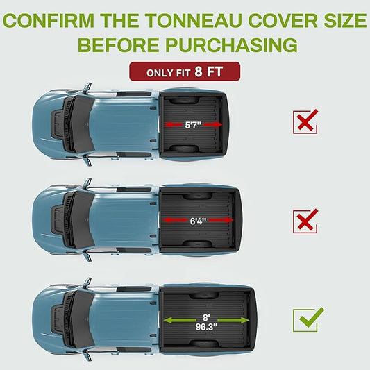 AUTOSAVER88 Soft Roll Up Truck Bed Tonneau Cover Compatible with 2002-2023 Dodge Ram 1500, 2003-2026 Dodge Ram 2500 3500 8ft Bed w/o Ram Box