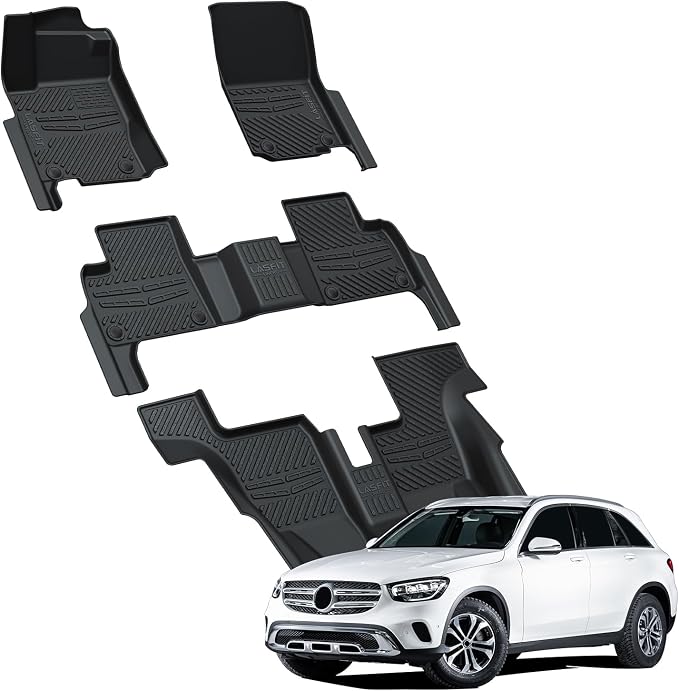 LASFIT Floor Mats Fit for Mercedes Benz GLS 2017-2019 350d / 450/550 / 63 AMG, GL 2013-2016 350/450 / 550/63 AMG, All Weather TPE Floor Liners for GLS 2013-2019 Car Mats, 1st & 2nd & 3rd Row