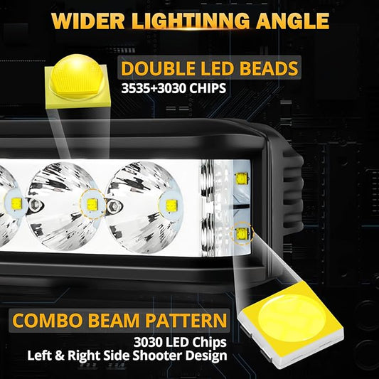 Auxbeam 5in 68W Offroad Driving Lights, 6800LM Side Shooter LED Light Bar with White Spot Flood Combo Beam, Waterproof Offroad Fog Light for UTV ATV Jeep Wrangler Motor Truck Boat