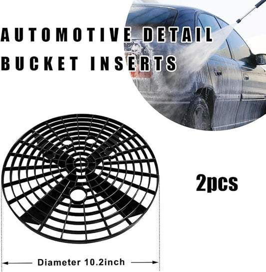 2 PCS Car Wash Bucket Insert, Car Wash Grit Filter Trap Dirt Fits 12 Inches Diameter Bucket, Insert for Automotive Detailing and Cleaning, Car Accessories (Black)