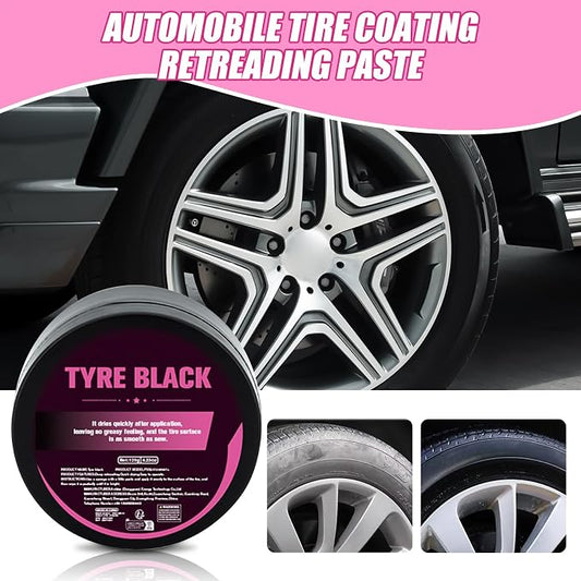 Wheel Shine,120g Tyre Coating Black Wax with Sponge - Tire Coating | for Long-Lasting Bright Luster Looking like New Truck Motorcycle Rv Protection Blackening