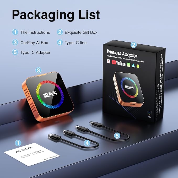 AI Box 3.0 2026 Upgrader Car Streaming Device with Netflix YouTube Prime Video Wireless Apple CarPlay & Android Auto Adapter USB Drive for OEM Wired CarPlay Cars