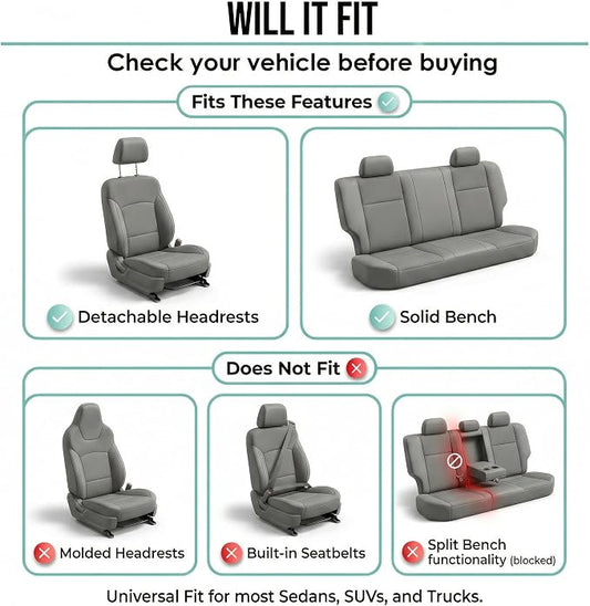 FH Group Bright Flat Cloth Full Set Car Seat Covers, Burgundy/Black- Fit Most Car, Truck, SUV, or Van