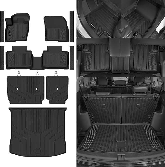 Floor Mats for Ford Edge 2015-2025 2026, Trunk Mat and Backrest Mats & Door Sill Guard All Weather TPE Protector for Ford Edge Accessories
