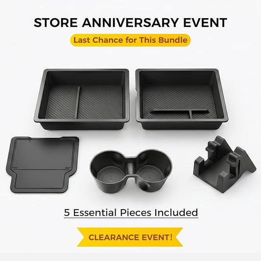 Center Console Organizer 5PCS Compatible with Tesla Model Y Juniper2026, Armrest Storage Tray, Hidden Storage Box, Cup Holder, Phone Holder – Interior Accessories for New Model Y/3 2025
