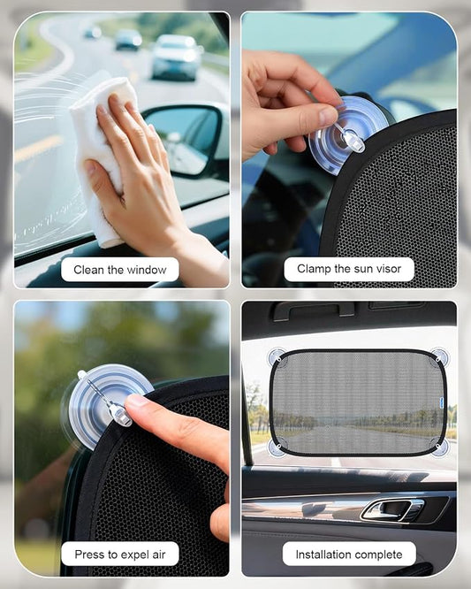 PEMOTech Car Window Shades for Baby【8 Suction Cups & Static Cling】 2 Pack-21"x14" Side Window Cover for Child,Certified Sunshades for Kids to Block 99.9% UVR, Sun Shade Universal Fit Most of Cars