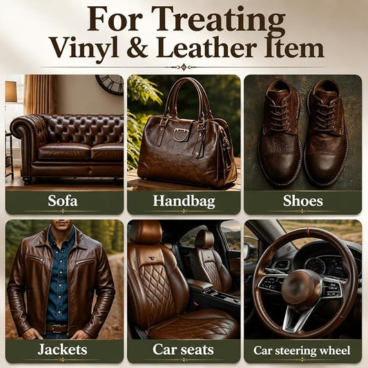 Leather Recoloring Balm, Leather & Vinyl Color Restorer Conditioner – Repairs Faded & Scratched Leather Color