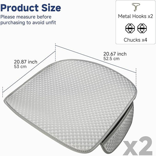 West Llama Ice Silk Front Car Seat Cover Protector Anti-Slip Bottom Seat Cover Fits 95% of Vehicles,Wrapping Around The Bottom,(Gray-2Pcs)