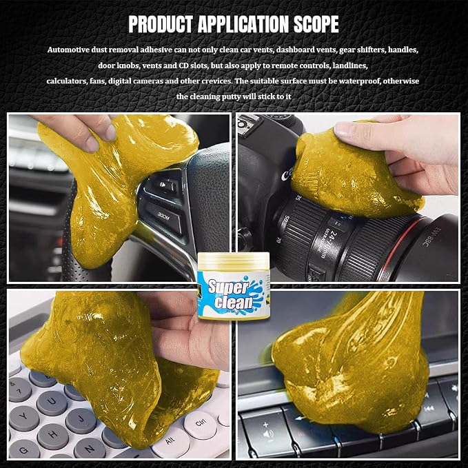 Car Cleaning Gel, Car Cleaning Supplies, Car Cleaning Putty, Universal Car Cleaning Kit Auto Detailing Tools Car Accessories Fit for Automotive, Keyboard, Camera, Printers (Yellow, 2PCS)