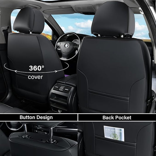 Coverado Car Seat Cover Full Set, Purple Seat Covers Front Seats Back Seat Covers, Nappa Leather Waterproof, Car Seat Cushion, Car Seat Protector Universal Fit Most Cars