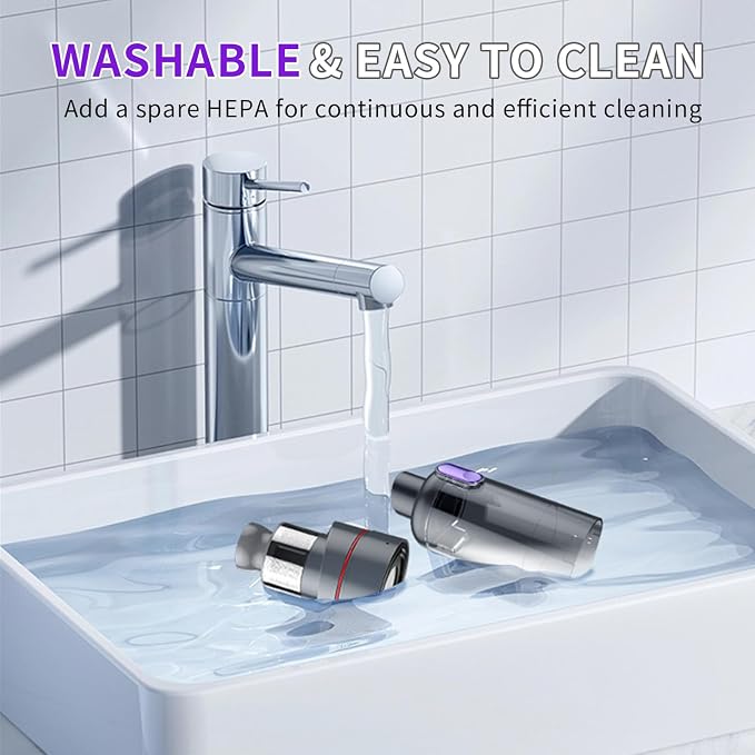 Car Vacuum Portable Cordless, 18000Pa 2 in 1 Cleaner&Air Duster, 130W Brushless Motor Handheld Vacuum Cordless with 7800mAh Battery, LED Light, Multi-Nozzles for Car, Home, Office
