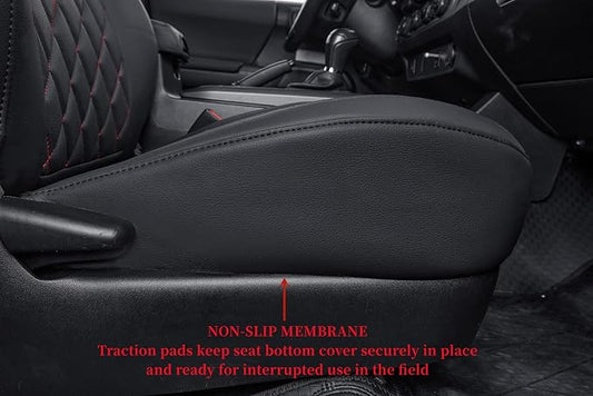 coverdream Tacoma Leather Seat Covers for 2016-2023 Toyota Tacoma Double Cab/Crew Cab SR,SR5,TRD Off Road,TRD Pro,TRD Sport Pickup,Fully Covered Waterproof Car Seat Protector (Full Set,Red/Black)