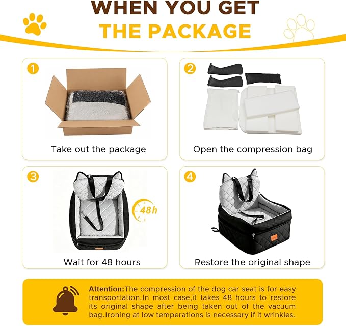 Dog Booster Car Seats for S/M Dogs Up to 35lbs,Pet Car Seat/Travel Bed with Washable&Removable Cover,Storage Pockets,Dog Safety Belt and Elevated Cushion Fits in Front/Back Seat
