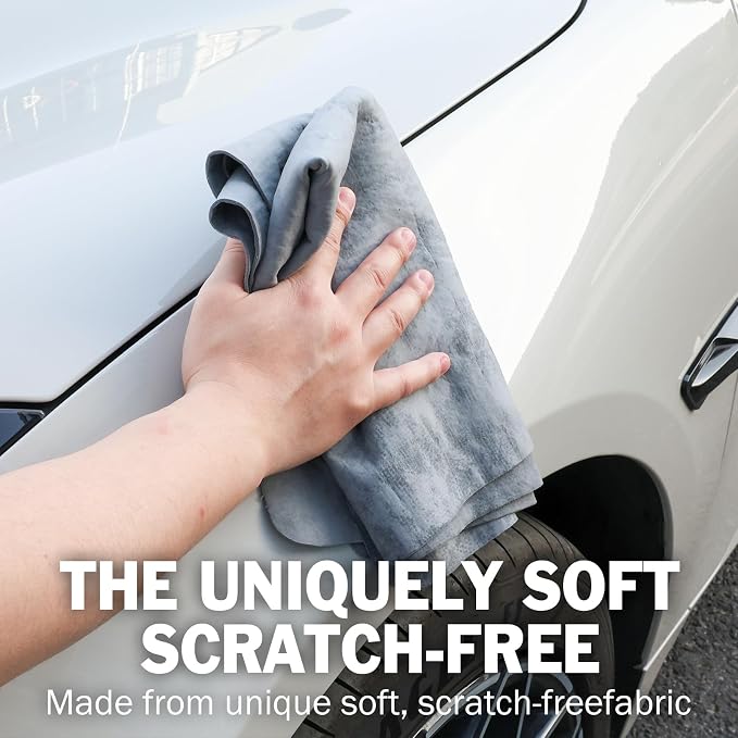 3 Pack Premium Chamois Towel for Car, 26”x17” Shammy Cloth for Car Drying, Super Absorbent Shammy Towel for Car, Reusable Soft Car Drying Towels