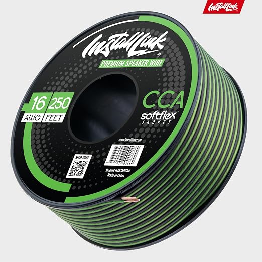 Install Link 16 AWG Gauge Speaker Wire Cable (250 Feet) Stereo, Car or Home Theater, CCA