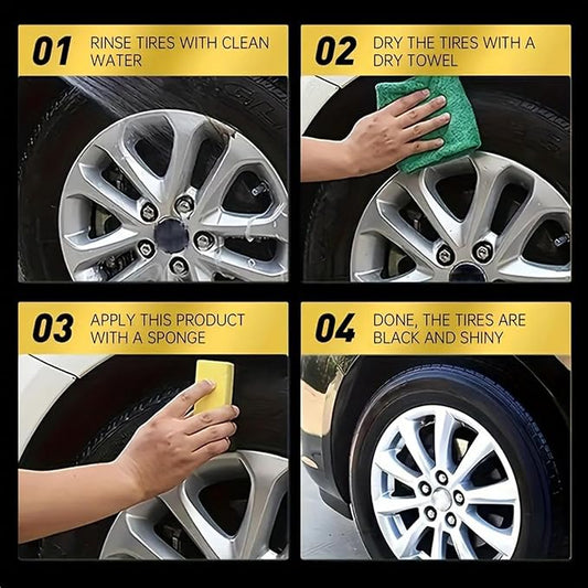 Tire Coating Wax Polish - 50g Car Dressing Paste, Restore Gloss Shine | Driving Safety Enhancement Care Product, Long Lasting Paste with Applicator