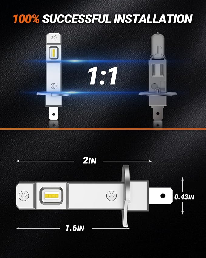 SEALIGHT H1 ATV Bulbs 30000LM Super Bright, Mini Size S6 H1 Light No Adapter Required No Cordless, 6500K Cool White, Plug-N-Play, Driving Fog Spot Light Assemblies, Pack of 2
