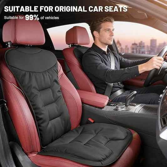 1 Car Seat Cushion for Car,Pu Nappa Leather with Breathable Memory Cotton Core Filling & Non-Slip Sole,Water Proof,Car Seat Cushions for Driving&Office Chair(Car Seat Cushion With Back Support Pillow)