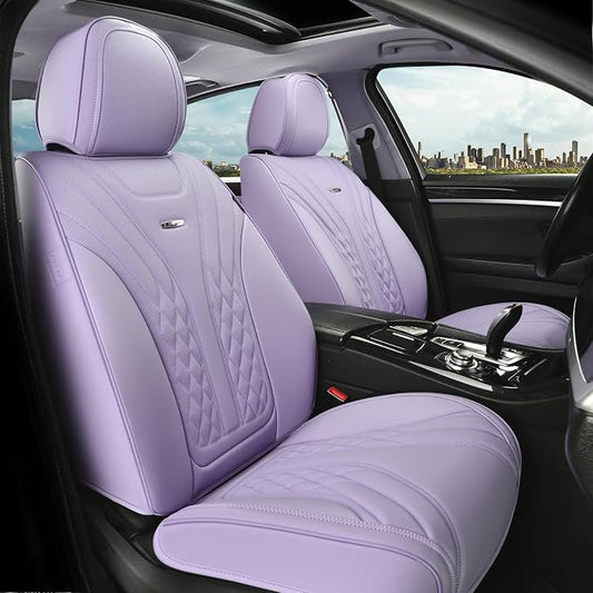 Coverado Car Seat Covers Full Set, Automotive Front and Rear Seat Covers with Backrest, Nappa Leather Car Seat Protectors Waterproof, Universal for Most Vehicles