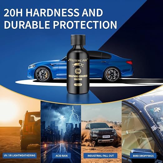 Graphene Ceramic Coating(70ml), Advanced 20H Ceramic Coating for Cars Long Lasting High Gloss Nano Graphene Coat Kit Hydrophbic Mirror Paint