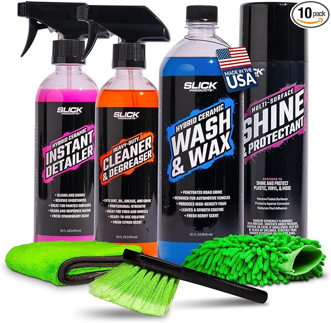 Slick Products Starter Bundles for Car, Truck, Motorcycle, UTV, Dirt Bike, Side by Side, ATV, Off-Road Truck, Jeep, Boat, Jet Ski, Watercraft, Mountain Bike and More (Street Starter Bundle)