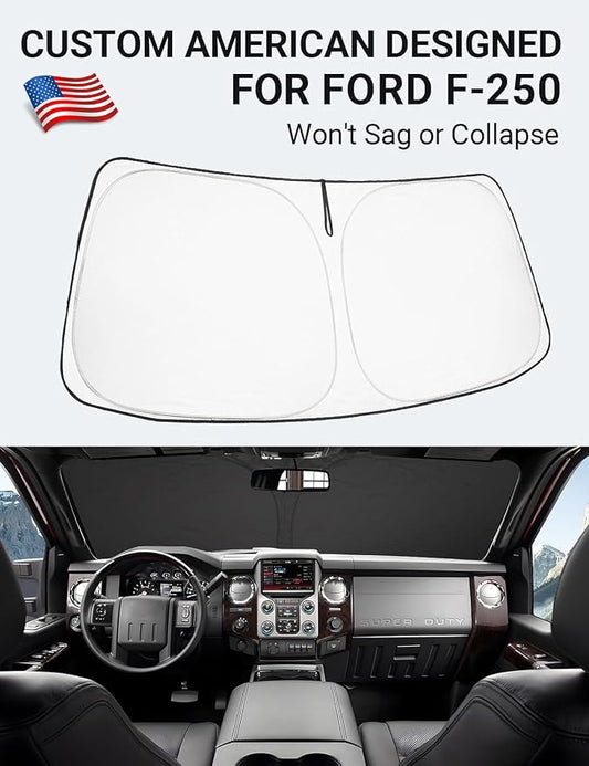 Proadsy 2026 Upgrade Front Windshield Sun Shade Foldable Sunshade Protector Custom Fit for 2008-2016 Ford Super Duty F-250 F250 F-350 F350 F-450 F450 F-550 F550 2Door 4Door Pickup Accessories