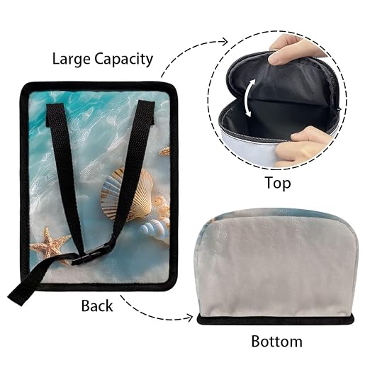 Talayituse Starfish Beach Seahells Print Car Trash Can with Lid, Leak Proof Auto Trash Bag Hanging Vehicle Garbage Can Multipurpose Storage Container for Back Seat Road Trip